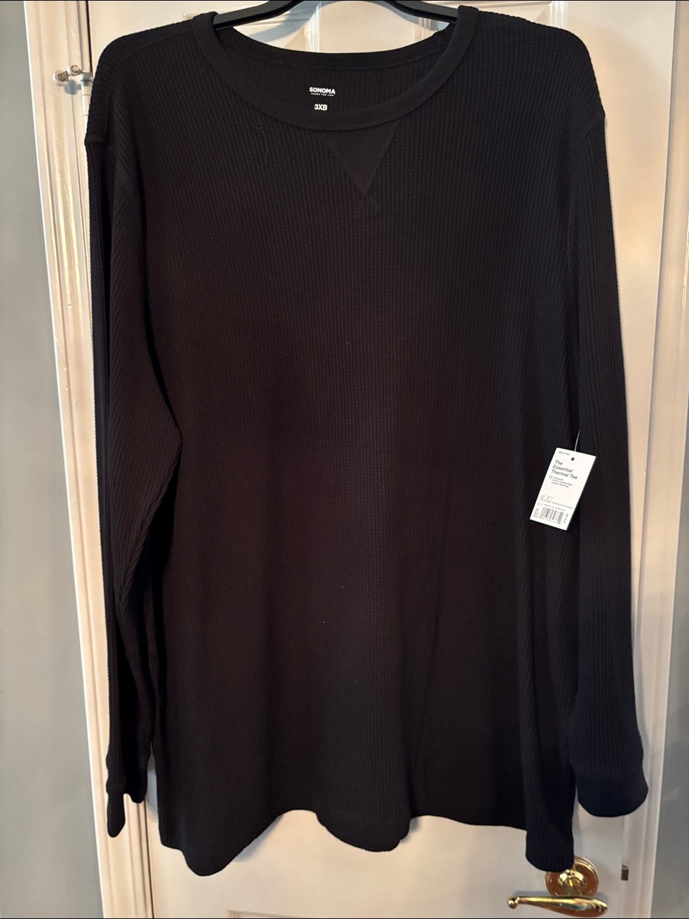 Sonoma Black Waffle-Knit Long Sleeve Tee NWT